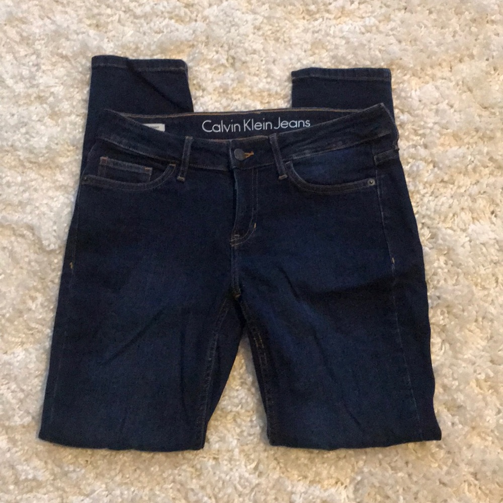 Calvin Klein dark rinse ankle skinny jeans